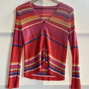Sherbet Stripe Pink Knit Long Sleeve